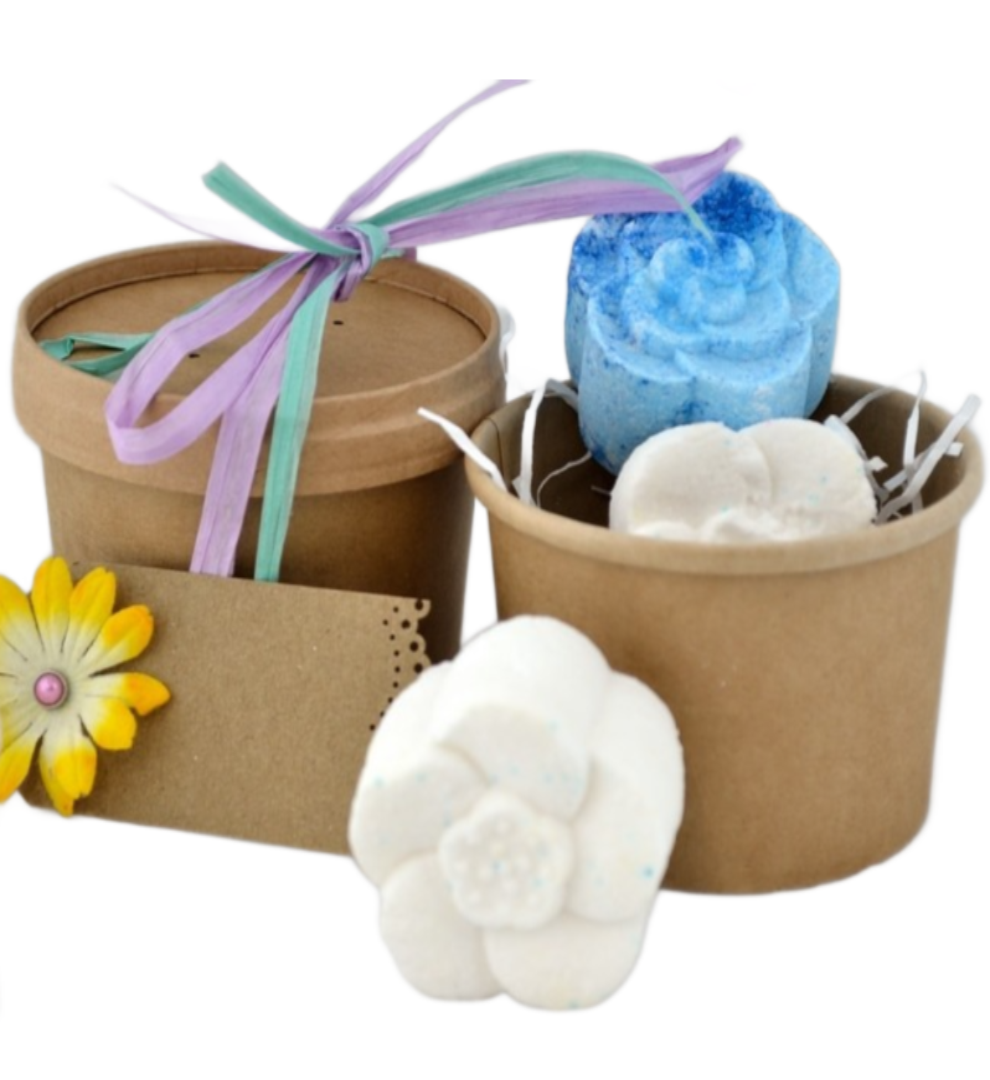 Bath Bomb Gift Box, Two Essential Oil Bath Bombs in a Gift Box - Vegan - SLS Free - Cruelty Free - Plastic Free