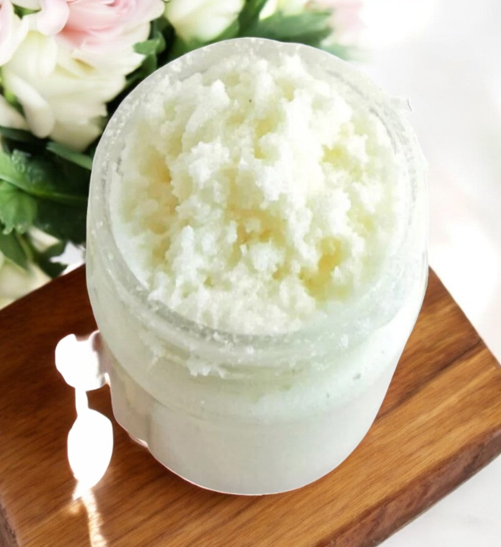 Luxury Body Scrub in Snow Baby Scent with Apricot Kernel Oil for a Perfect Polish