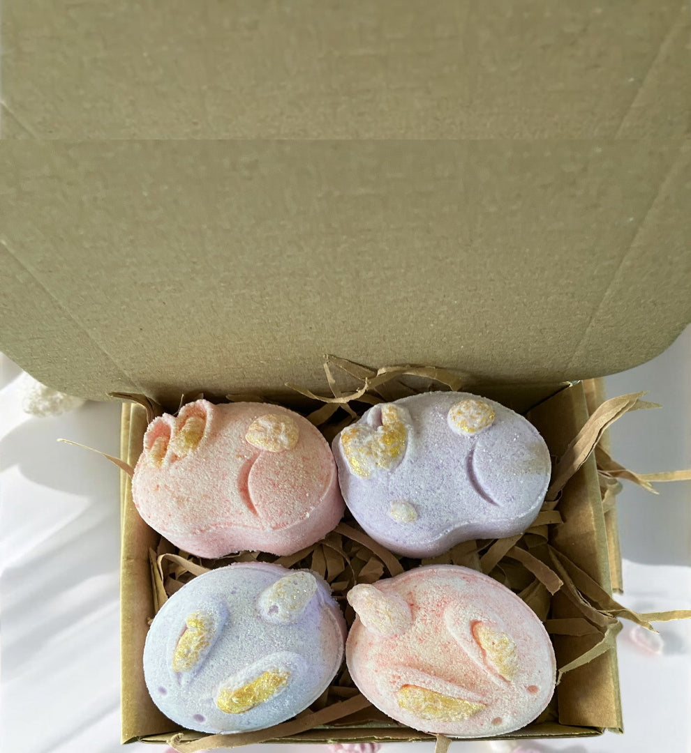 Easter Bunny Bath Bomb Box in Strawberry Mallow and Parma Violet Fragrances