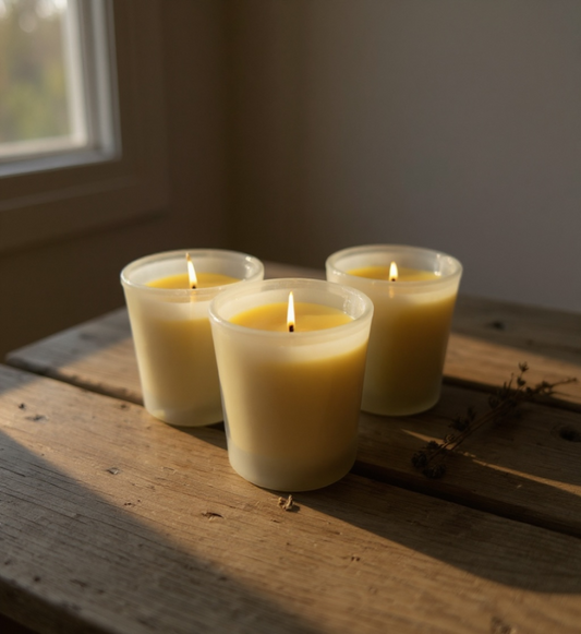 Beeswax Votive Candles x 3 Made with Pure Beeswax from our Home Apiary in the Lincolnshire Wolds