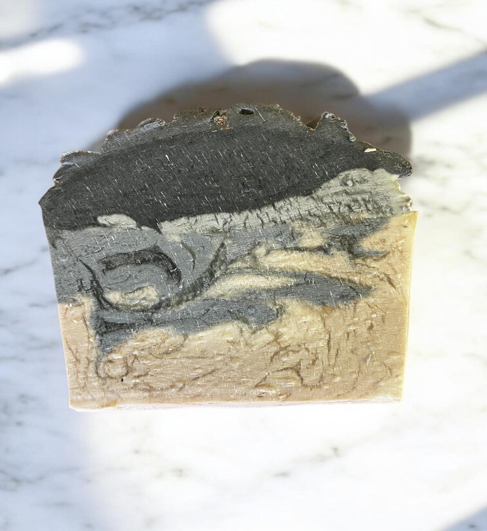Luxury Blue Velvet and Charcoal Soap Slice - Vegan - SLS Free - Cold Process Soap