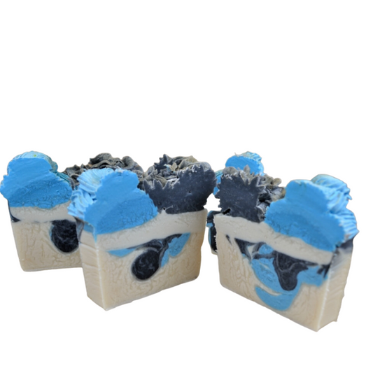 Luxury Blue Velvet and Charcoal Soap Slice - Vegan - SLS Free - Cold Process Soap