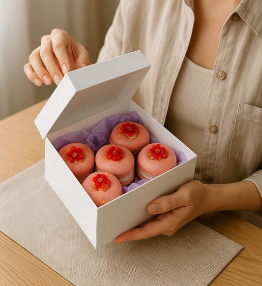 Jumbo Double Stack Melonberry Doughnut Bath Bombs x 5 in a Luxury Pink Gift Box