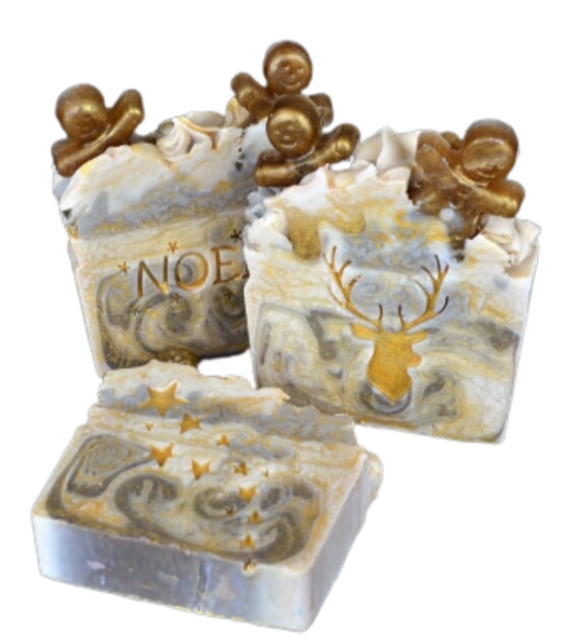 Scrumptuous Gingerbread Soap Slice - Vegan - SLS Free - Embossed Picture with Gold