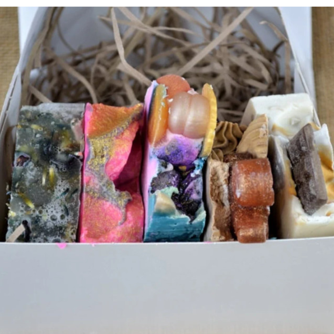 Handmade Natural Soap x 5 Gift Set, Eco-Gift Vegan Soap in a Gift Box, Eco Additions