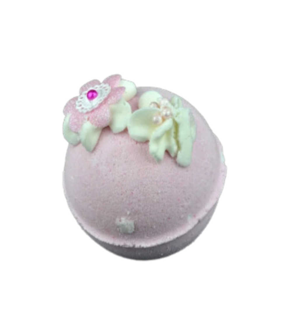 Japanese Cherry Blossom Jumbo Bath Bomb with Shea Butter and Flower Decoration