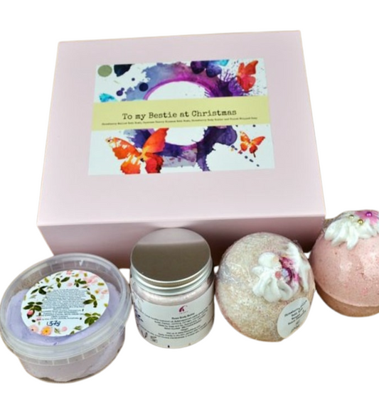 Personalised Gift Set for Best Friends - To my Bestie Label - Vegan - Whipped Soap, Bath Bombs and Body Butter
