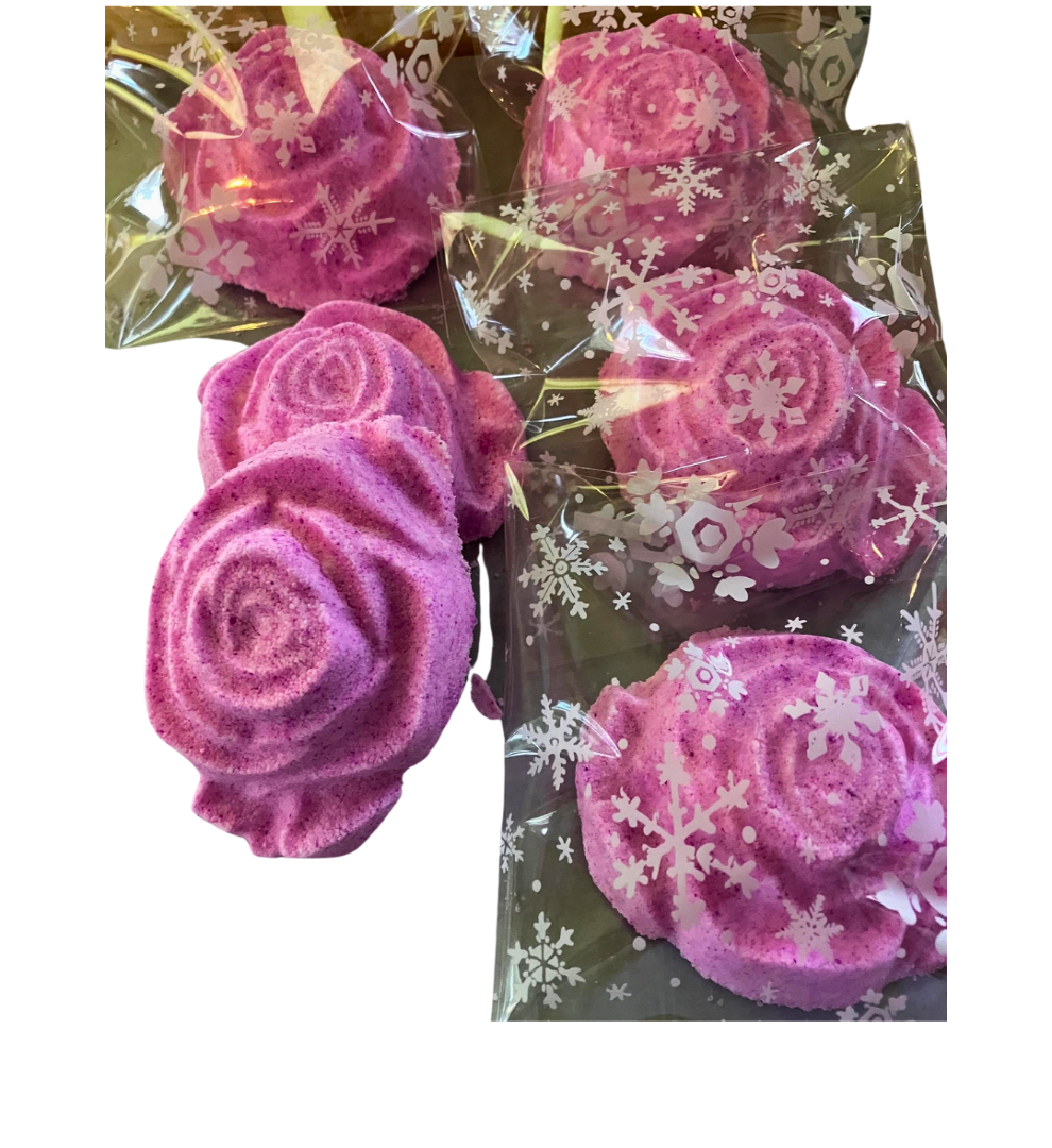 Frosted Rose Christmas Bath Bomb in Sparkling Snow Scent