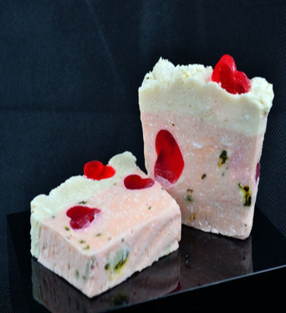 Cleansing and Clarifying Rose and Pink Salt Soap Slice - Vegan - SLS Free - Cold Process Soap
