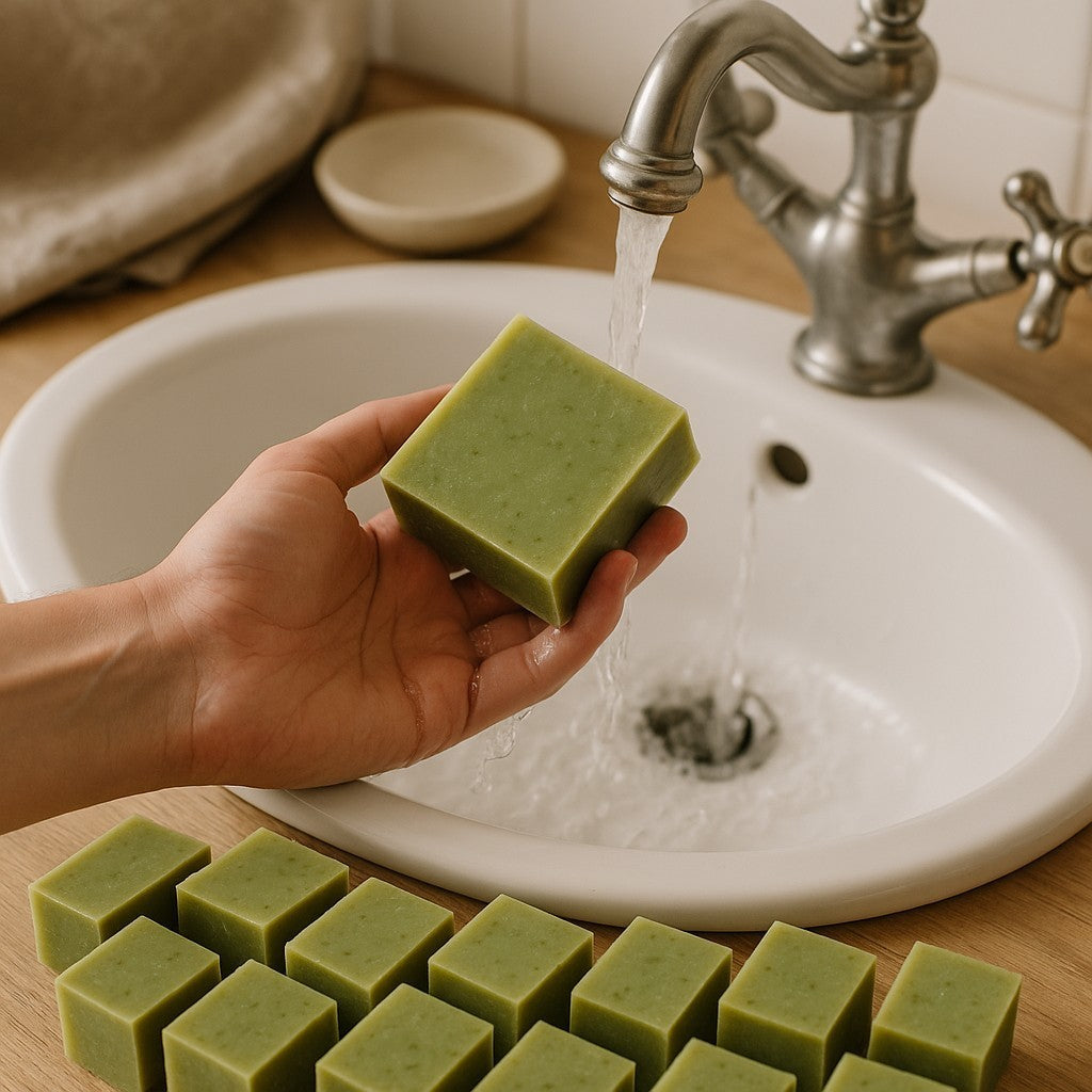Fresh Cucumber and Mint Soap Slice with Mint and Lemon Essential Oils and Shea Butter, Palm Free