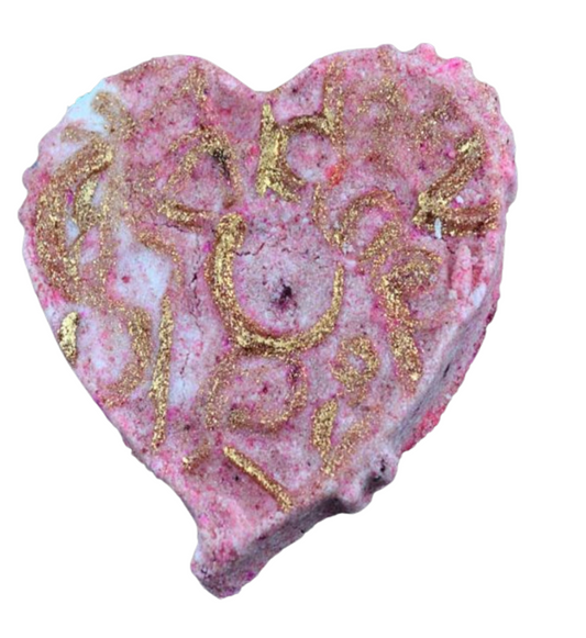 Steam Punk Bath Bomb Valentines Heart with Bronze Eco-Glitter Highlights and Apricot Oil - Vegan - SLS Free
