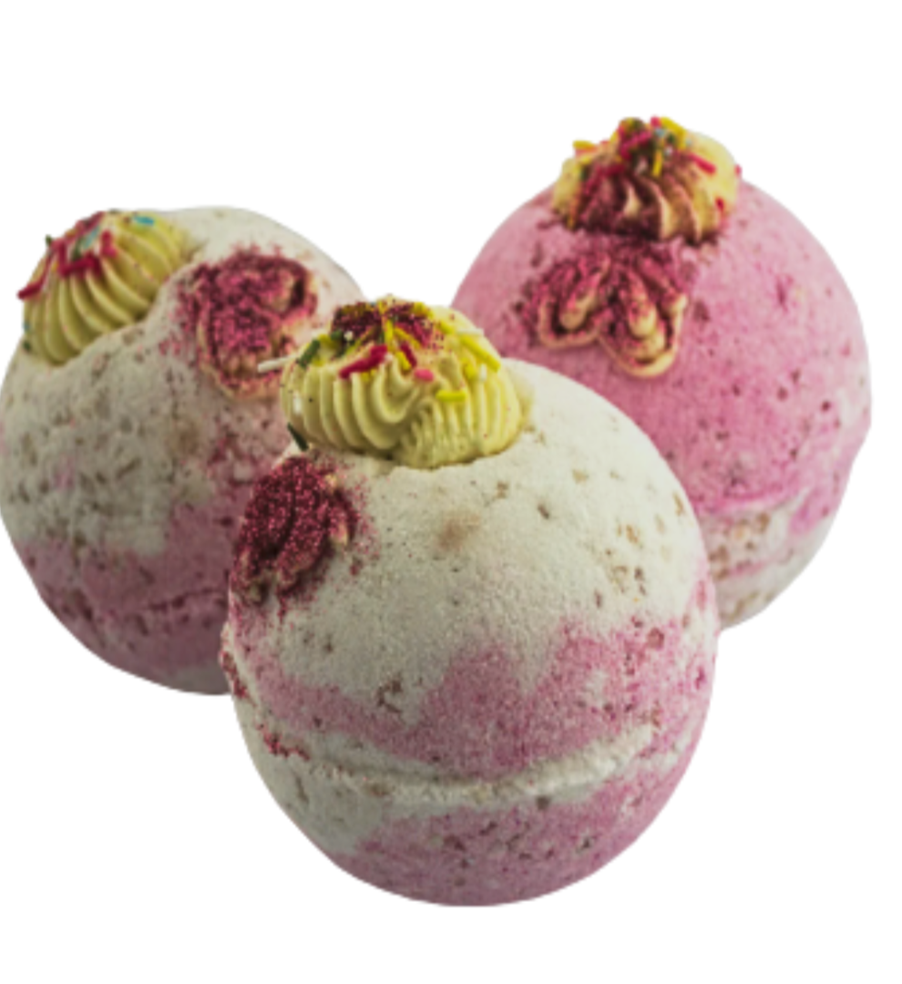 Strawberry Mallow Jumbo Bath Bomb with Shea Butter and Sprinkles