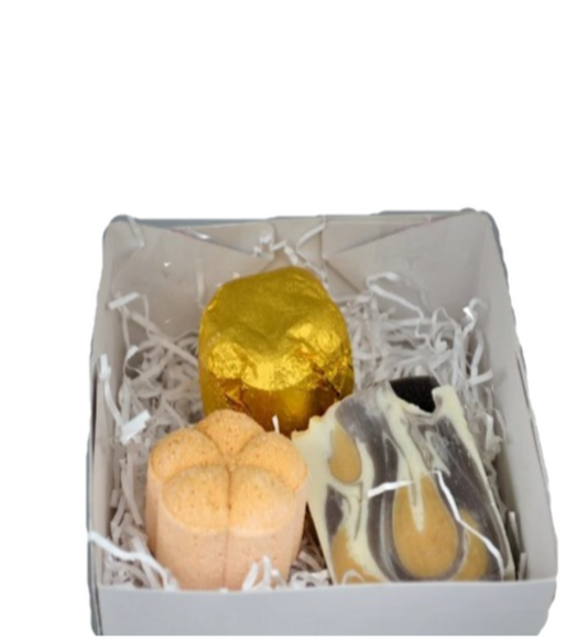 Handmade Chocolate Orange Gift Set with Soap and Bath Bombs - Mini Pamper Gift Set - Vegan Gift